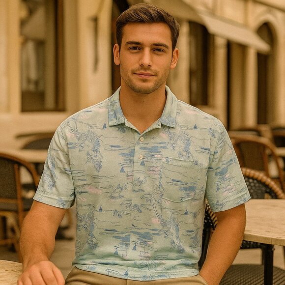 IZOD Men's XL Ice Green / Blue Short Sleeve Polo Shirt - Picture 1 of 7